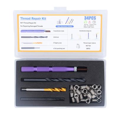 34PCS Set Metric Thread Repair Kit 304 Stainless Steel Thread Repair Installation Kit