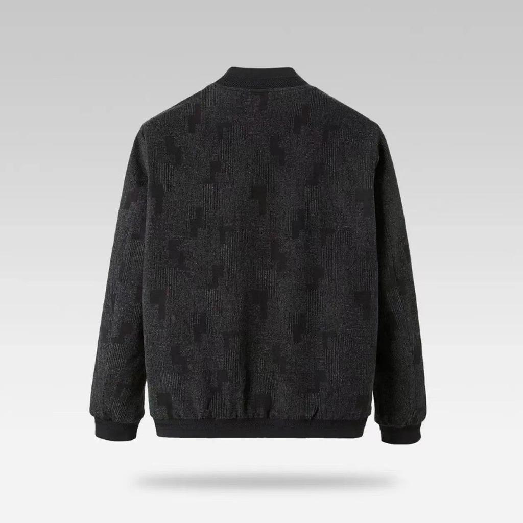 Men's Autumn Letter Print Baseball Collar Jacket with Large Pockets