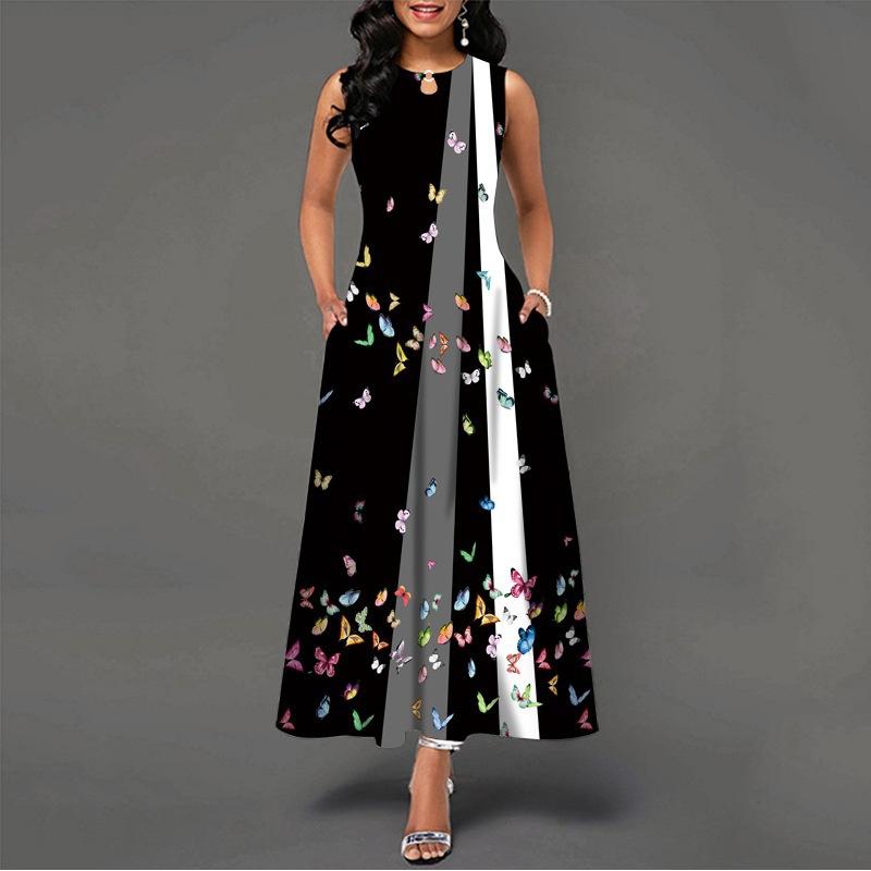 2025 New Fashion Trend Dresses Spring Summer Printed Waist Dresses Fashion Women's