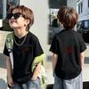 Korean Style Boys' Short-Sleeve Henley Collar T-Shirt, Loose Pure Cotton, Summer New Arrival Trendy Base Layer for Middle and Older Children