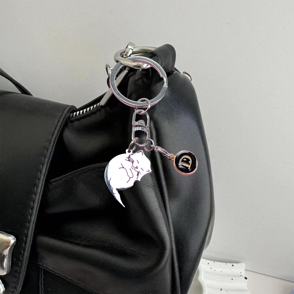 Matching Cat Pendant Keychains For Couples Stylish Black And White Design Ideal For Valentines Day Or Special Occasions