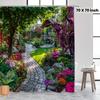 Garden Path Shower Curtain Flower Garden Landscape 3D Printed Waterproof Bathroom Decor Nature Scene Home Textile Art Design