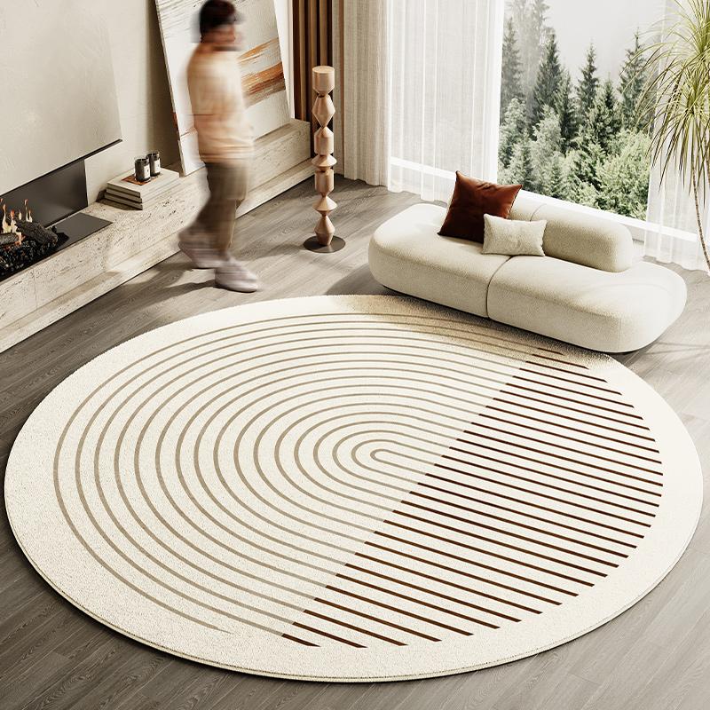 Japanese Style Living Room Decoration Striped Carpet Home Round Anti-slip Mat Thick Washable Lounge Rug Simple Rugs for Bedroom