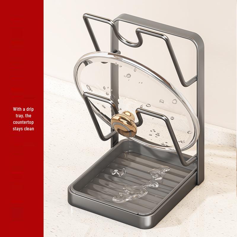 Multifunctional Kitchen Countertop Pot Lid and Cutting Board Rack