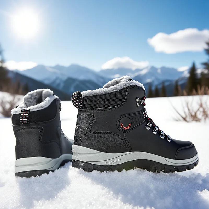 Men's Snow Boots Thicken Plush Warm Winter Boots Outdoor Non Slip Hiking Boots Winter High Top Sneaker for Men Botas Para Hombre