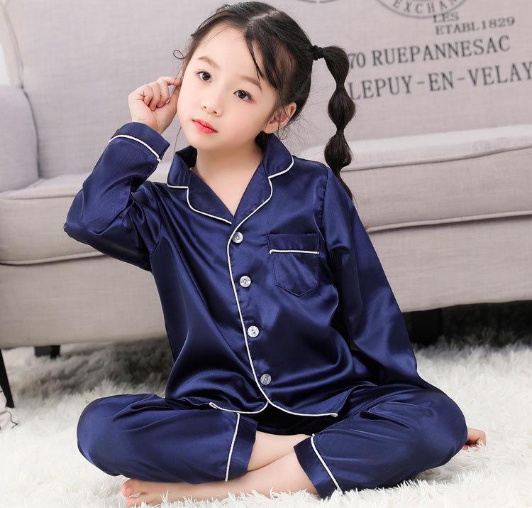 Children's Ice Silk Pajamas Set - Comfortable Summer Sleepwear for Boys and Girls