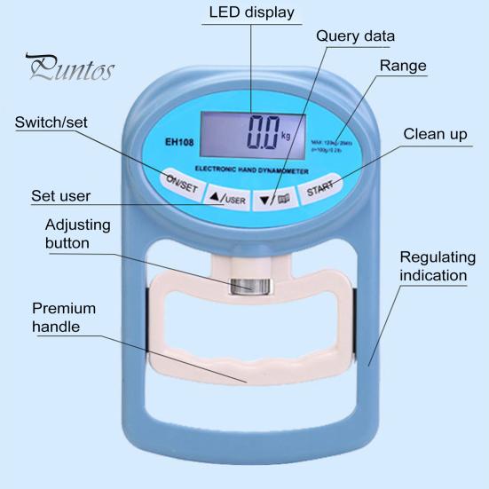 Electric Grip Strength Tester LED Display Hand Grip Dynamometer Adjustable Gripper Trainer Handheld Grip Measurement Meter Hand Grip Power