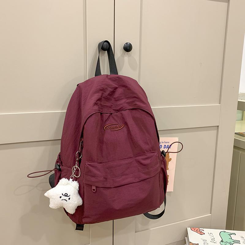 Schoolbag Lightweight Simple Solid Color Backpack Casual Versatile College Student Class Bag School Bag Female Outing Wind Student Backpack