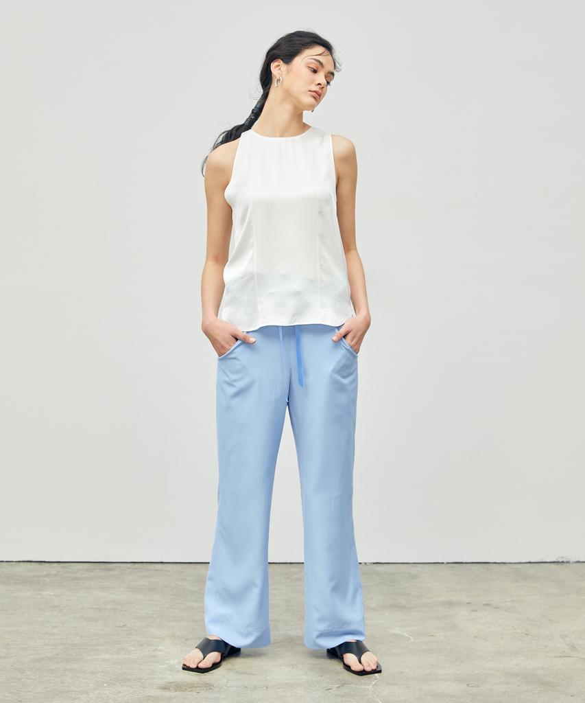 ONNE Banded Waist Ribbon Pants Light Blue