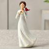 Hand Painted Girl Bird Figurine Resin Red Bird Standing on Girl's Shoulder Statue Sympathy Gifts for Loss of Loved One