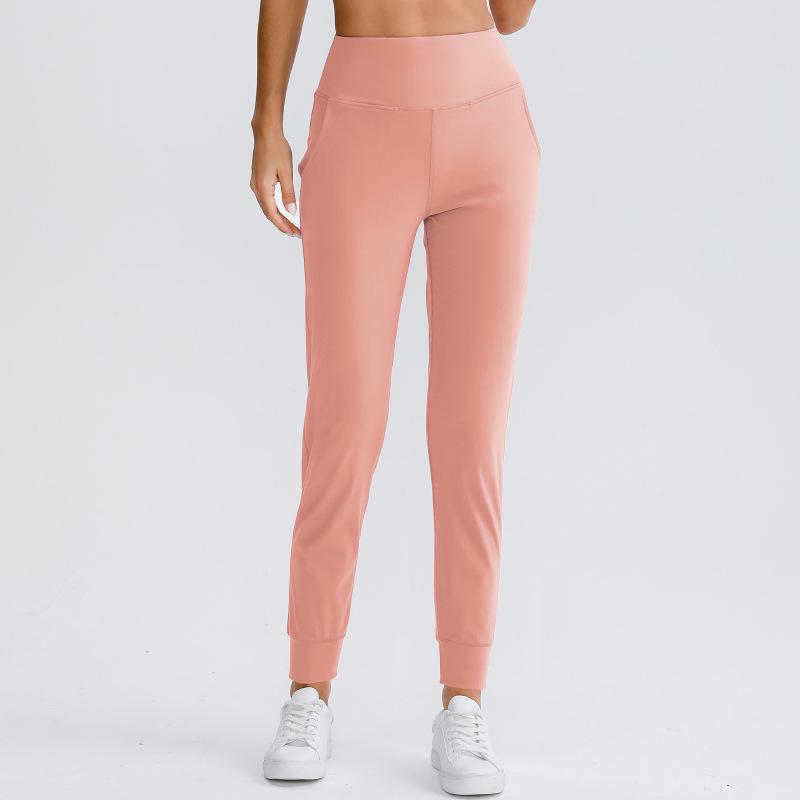 Women's Cross-border Europe Elastic Pocket Yoga Joggers: Loose, Slimming, Solid Color Fitness Pants