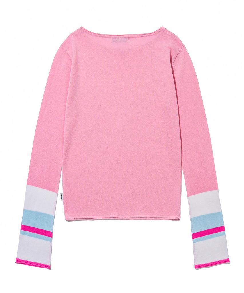 YOUHEE Color Blocked Long Sleeve Knit_Pink