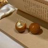 Niche Temperament Light Luxury High Sense Drop Glaze Ear Buckle Round Doudou Port Style Earrings