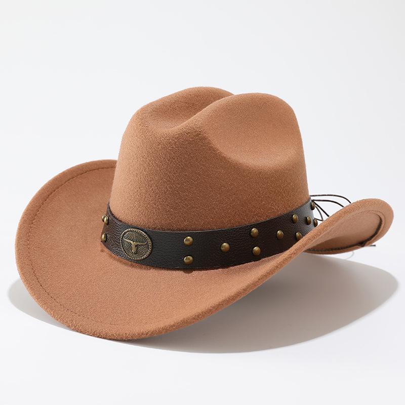 Hot-selling retro bull's head big-brimmed top hat European and American suede western cowboy hat men's and women's temperament jazz hat