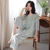 Pajamas women's summer woven pure cotton seven-quarter sleeve gauze cotton thin middle-aged mother spring and autumn loungewear suit