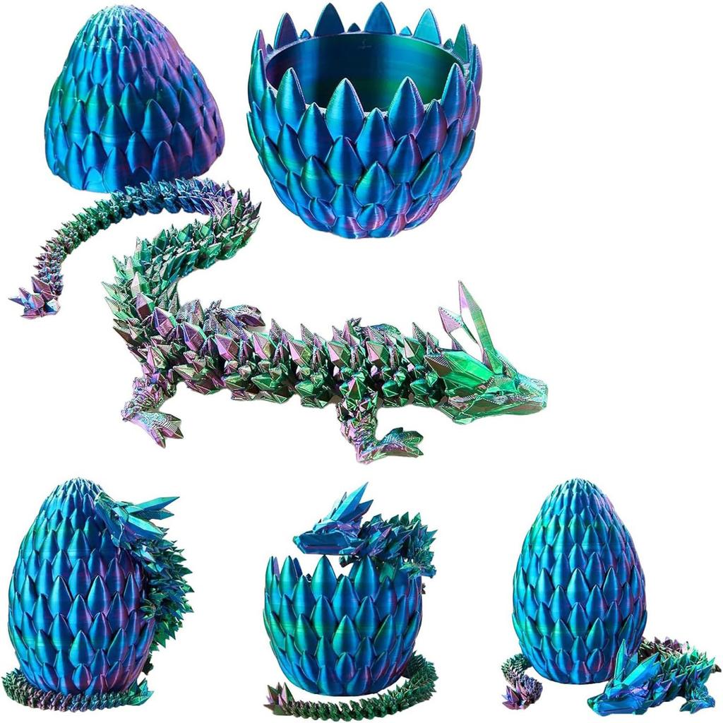 Egg and Figurine Set Handcrafted Collectible with Unique Color Shifting Scales