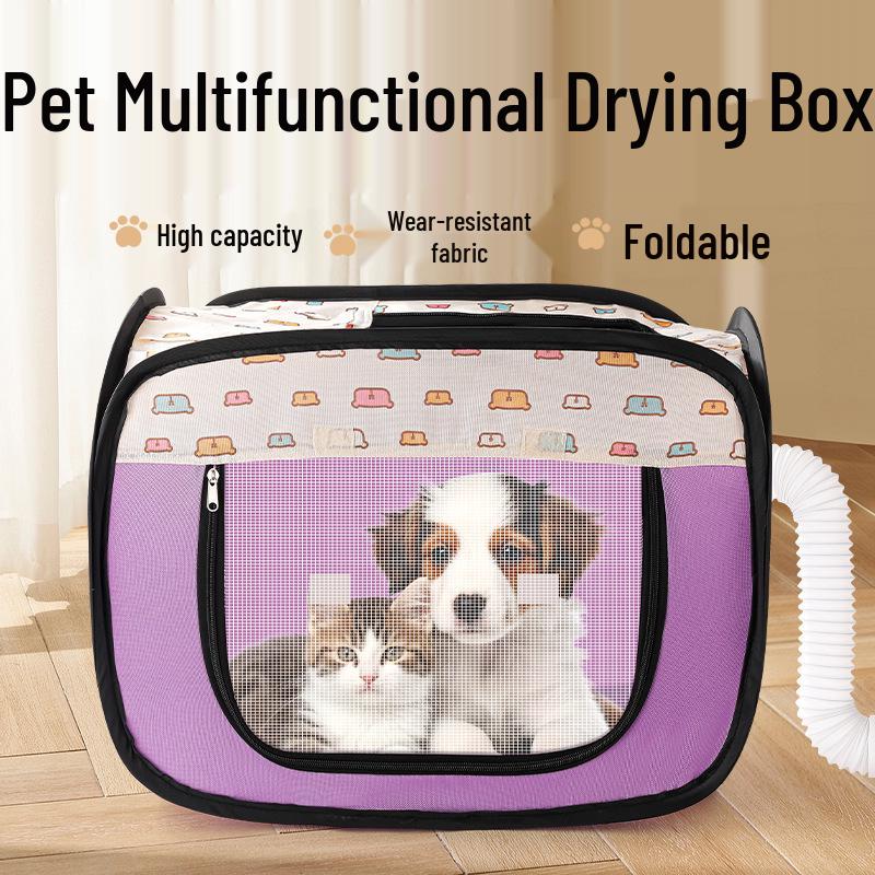 Folding Pet Dryer Box for Cats & Dogs - Integrated Blow-Dry System