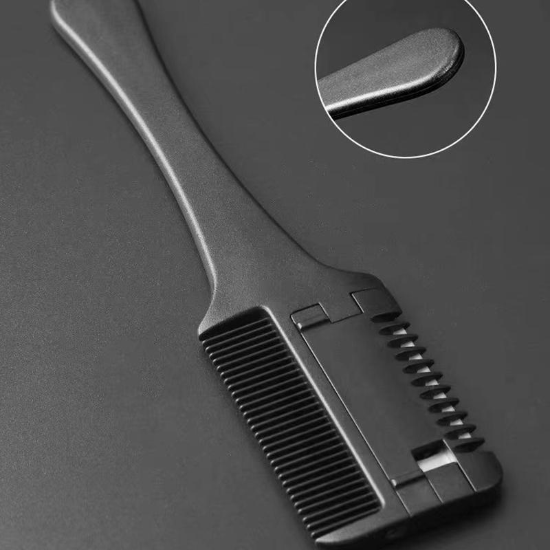 1Pcs Hair Cutting Comb Black Handle Hair Brushes With Razor Blades Trimmin Hair Salon Styling Tools