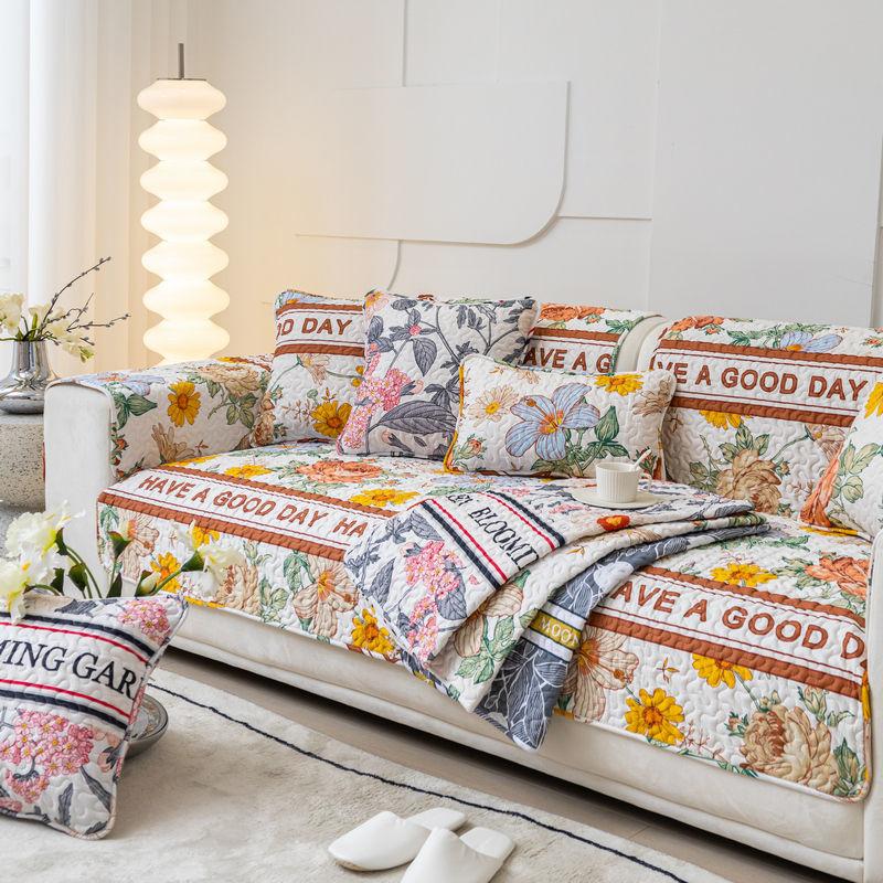 Quilted Sofa Towel Cushion Four Season Universal Slipcover Non-slip Cloth Sofa Covers for Living Room Couch Sofa Towel