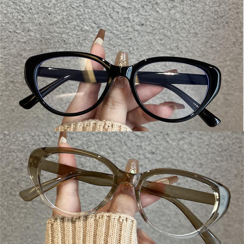 

2Pcs Fashion Unisex Cat Eye Plain Glasses For Woman Man Glasses Frame For Party Eyeglasses Female Decorative Spectacles Glasses