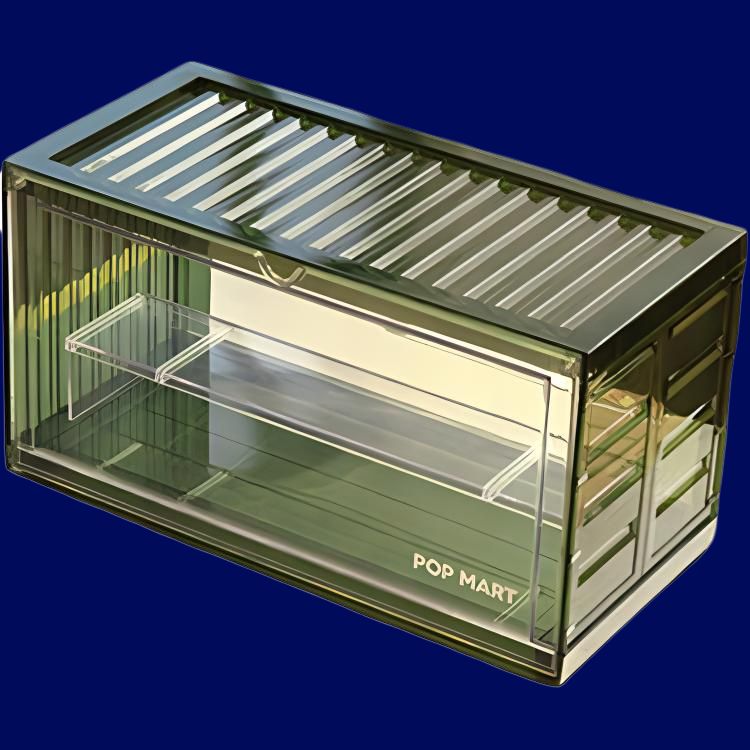 New POP MART Interlocking Display Case HD Transparent Green Model Accessories 1221129003-1