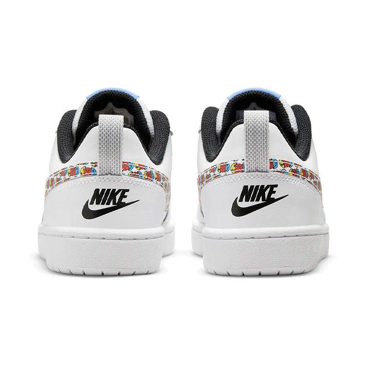 Nike Court Borough Low 2 SE GS Happy Hoops Kids Sneakers White Multi-Color Black DM8096-100