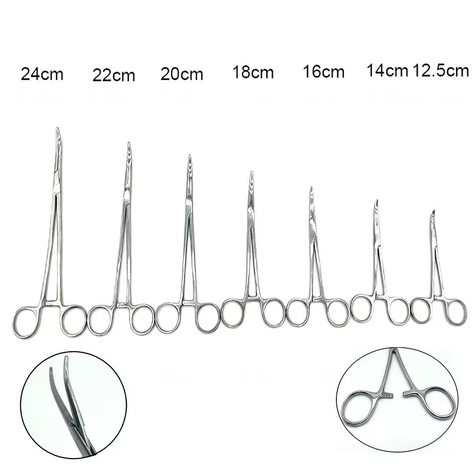 Stainless Steel Hemostatic Forceps Surgical Clips Straight Elbow Large Small Mosquito Clips Complete Set