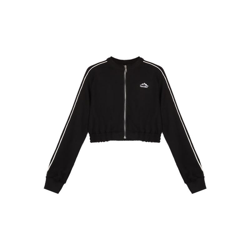 

Женский американский ретро кардиган на молнии с капюшоном - Весна/Осень, миниатюрный короткий стиль Medium чёрный