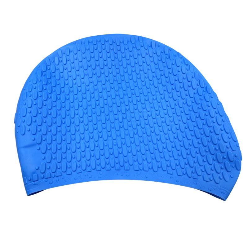 

Очень большая силиконовая шапочка для плавания для длинных волос - Удобный однотонный дизайн королевский синий