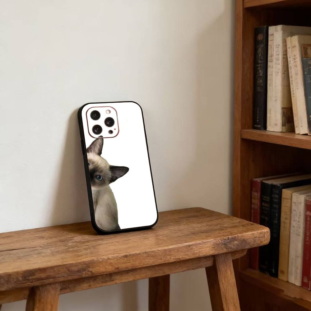 S-Siamese Cat Cute Phone Case For iPhone 17, 16,15,14,13,12,11 Plus,Pro Max, Others Soft Black Cover