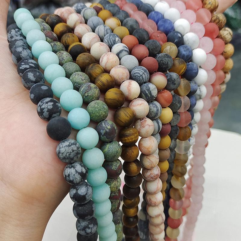 6/8/10mm Matte Stone Beads Natural Stone Beads Round Loose Spacer Beads For Jewelry Making DIY Bracelet Necklace Accessories