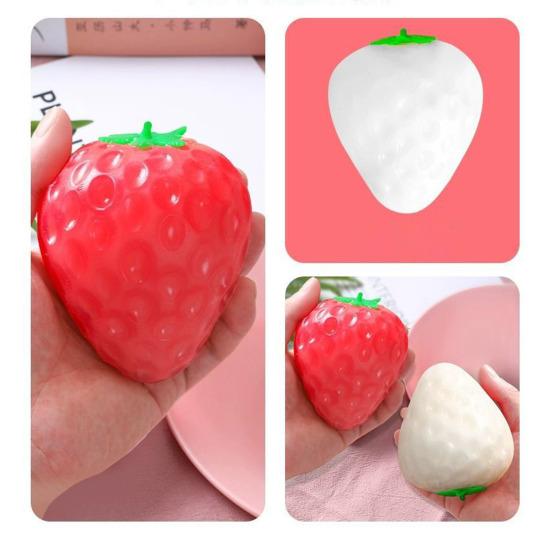 Photosensitive Color Changing Strawberry Toy Simulated White To Red Strawberry Squeeze Fidget Toy Anxiety Relief Sensory Stress Ball