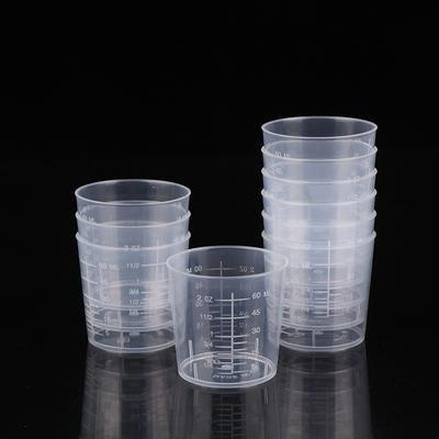10 Adet 60ml Ölçü Kabı Şeffaf Plastik Ölçekli Beher Bardaklar Laboratuvar Dereceli Sıvı Konteyneri Kulpsuz Mutfak Pişirme Aracı