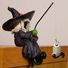 Halloween Witch Fishing Skeleton Fish Statue Outdoor Garden Pond Fisherman Statue Witch Statue Halloween Decorations