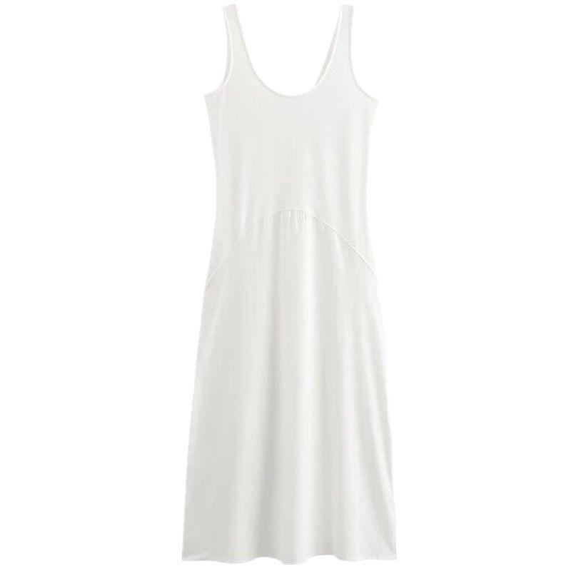 

Fashion Style 2024 Summer New Arrival Women s Clothing Easy Matching Sling Patchwork Poplin Mid Length Long Length Dress 4174165 White XS