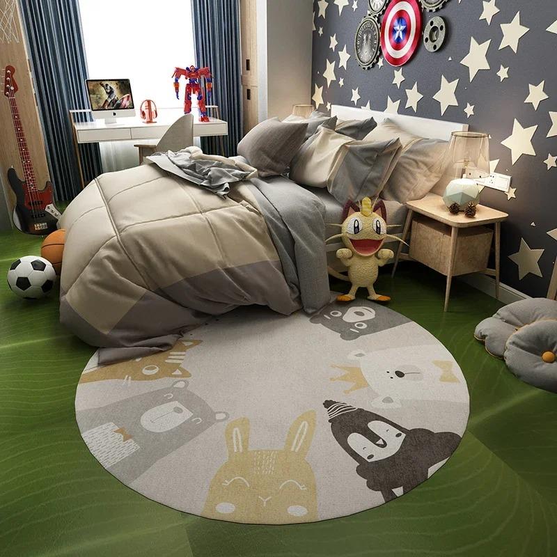 Cute Round Rug Kids Rooms Carpets Bedroom Cartoon Decoration Bedside Rugs Living Room Carpet Study Non-slip Chair Floor Mat
