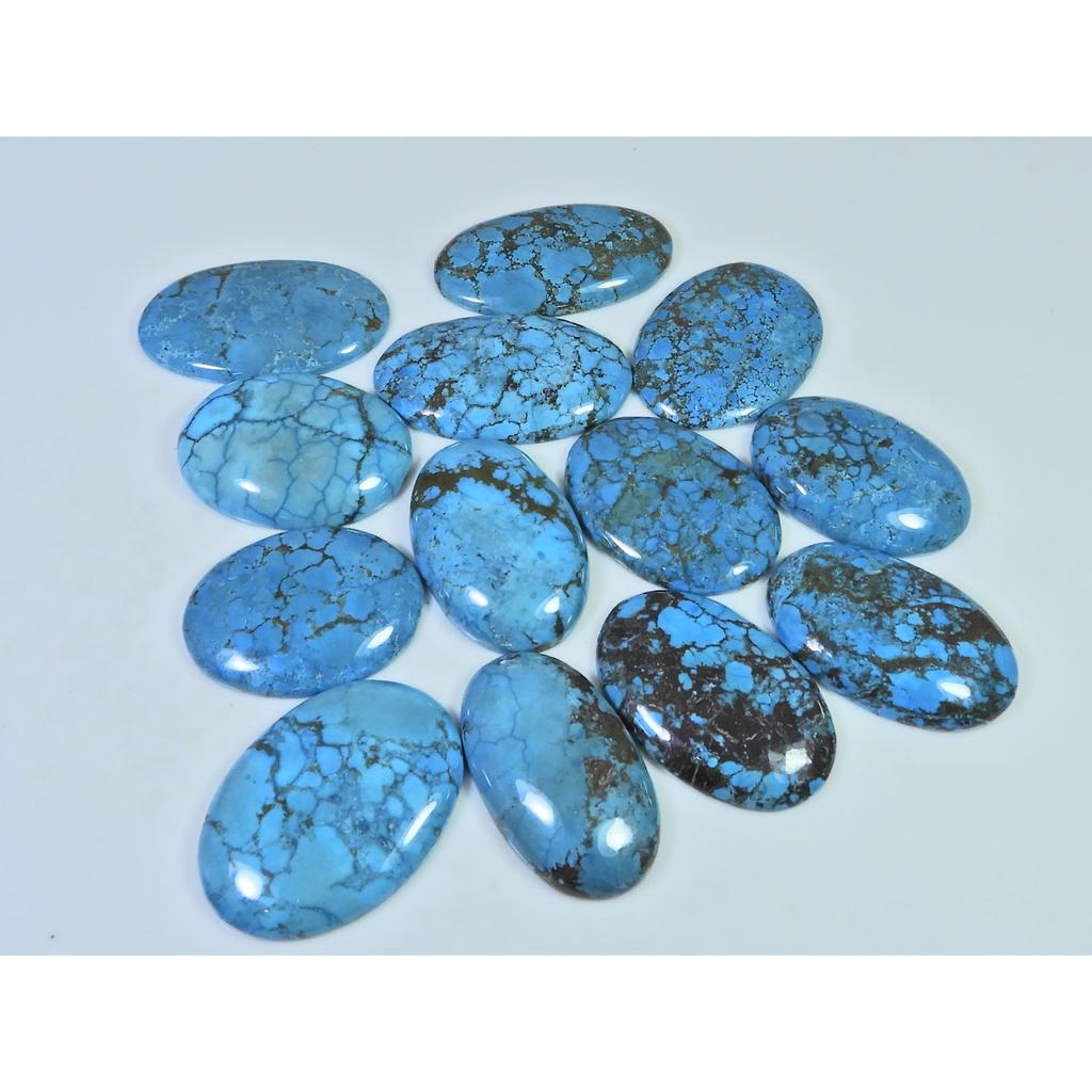 Colour Enhanced Magnesite Turquoise Oval Cabochon Loose Gemstone 13Pcs Lot C-2076