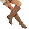 Women's Wide Width Stacked Riding Boots, Chunky Heel Western Cowboy Boots, Retro Slim Long Boots for Women