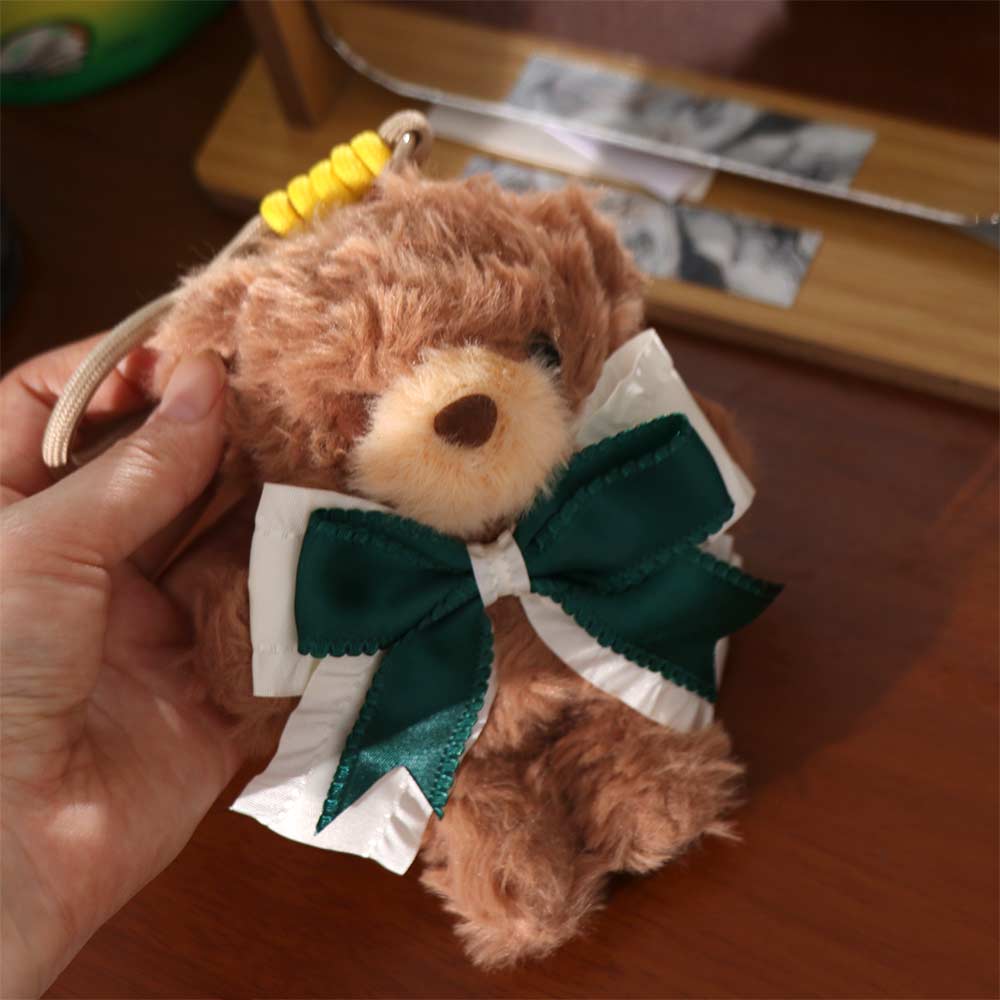 Soft Little Bear Keychain Fluffy Bear Bag Pendant Bowknot Bear Plush Toy Birthday Parties