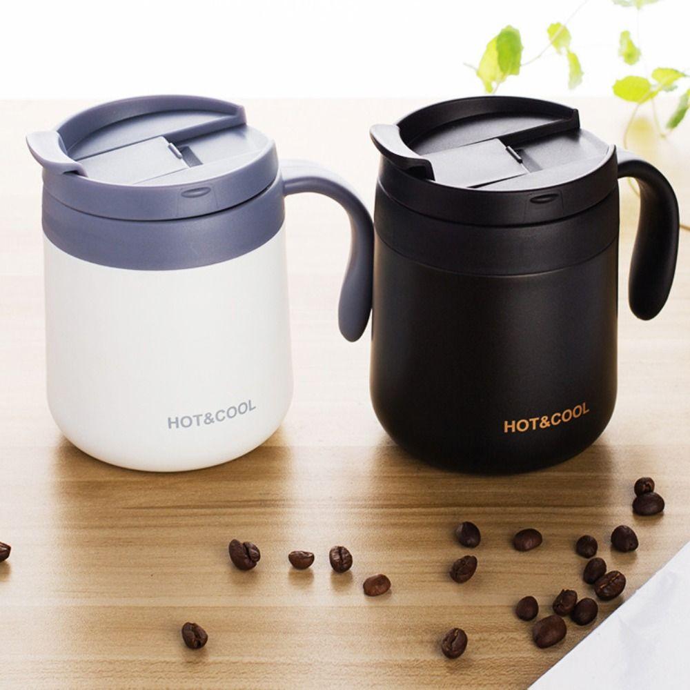 Wide-mouthed Insulated Cup Solid-color Thermos Cup Portable Coffee Cup  Car