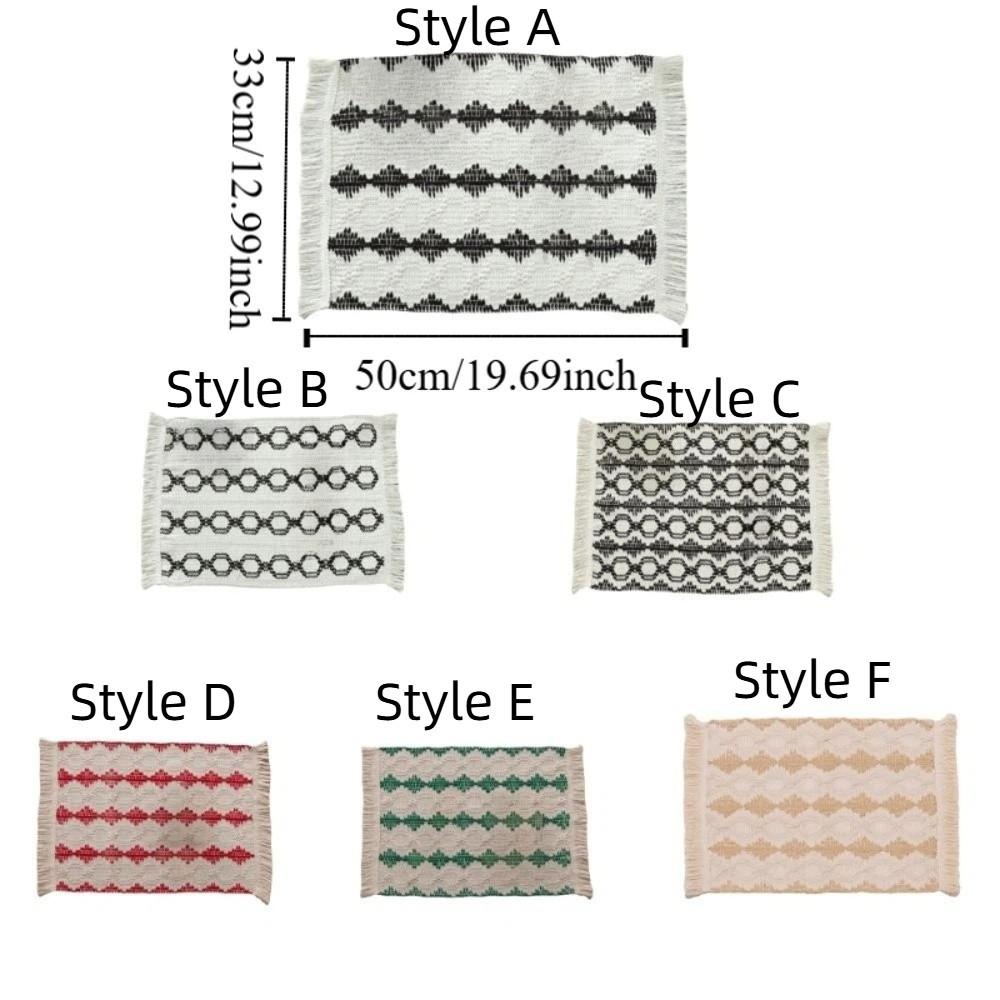 2 Stück Moderne Tischsets aus Leinen-Baumwolle Handgefertigt Quaste Doppelfarbig Spleißend Hitzebeständige Unterlage Bauernhaus Esstischmatte