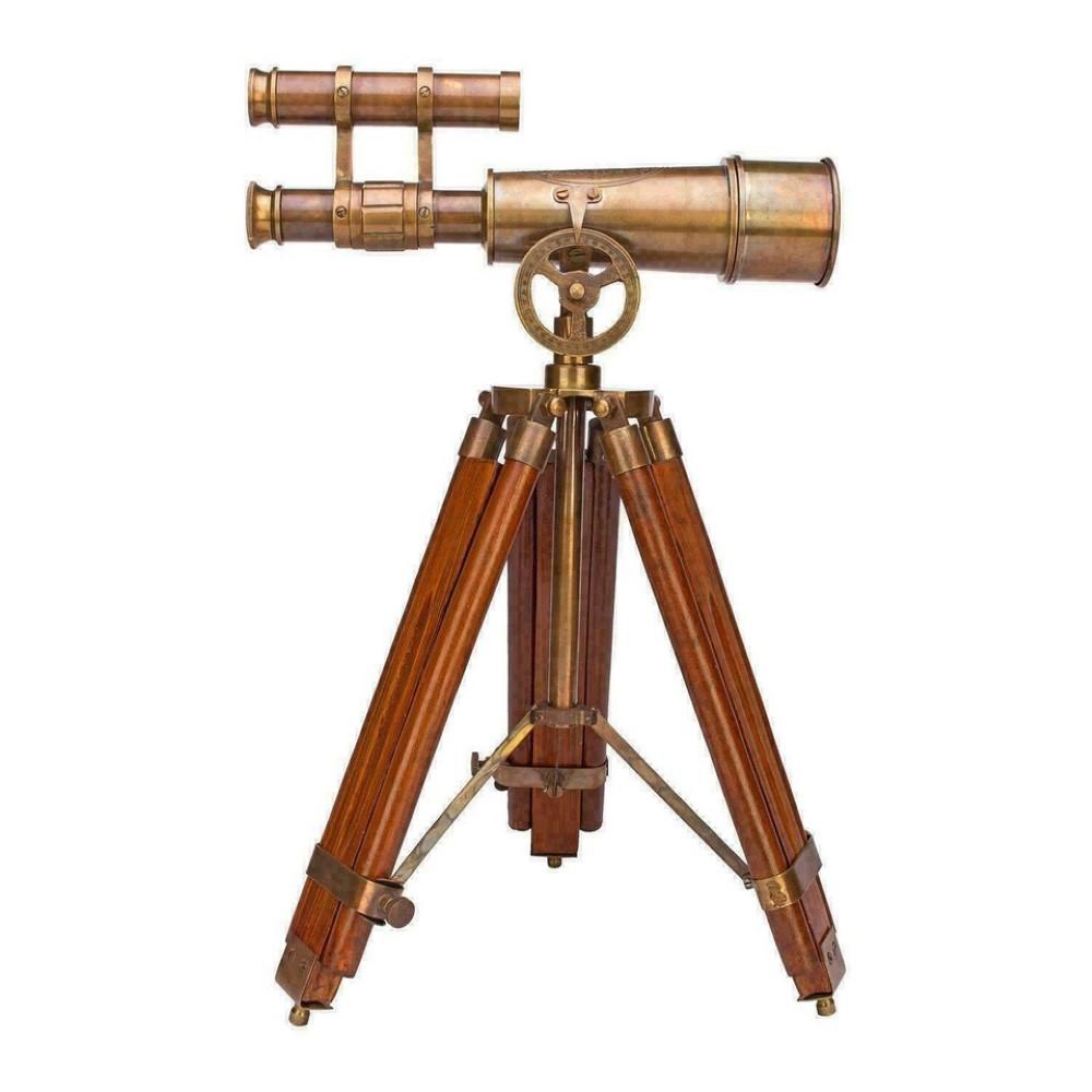 Brass Telescope With Wooden Tripod Stand Maritime Nautical Vintage Desk Décor