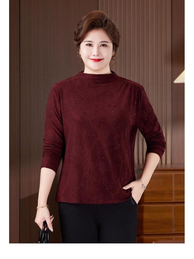 2025 Übergröße Langarm Mode Top für Frauen mittleren Alters und ältere Frauen