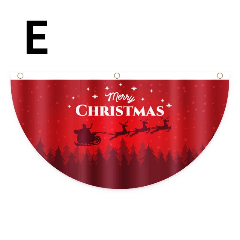 1Pcs Christmas Outdoor Polyester Fan-shaped Flag Christmas Decor for Home Cristmas Drop Ornament Xmas Gift New Year