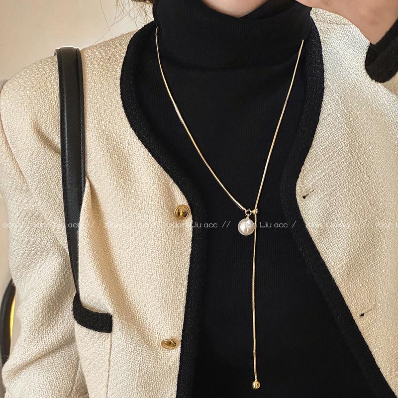 Catena Lunga per Maglione in Pietra Occhio di Tigre - Collana di Lusso Autunno/Inverno 2024 per Donna