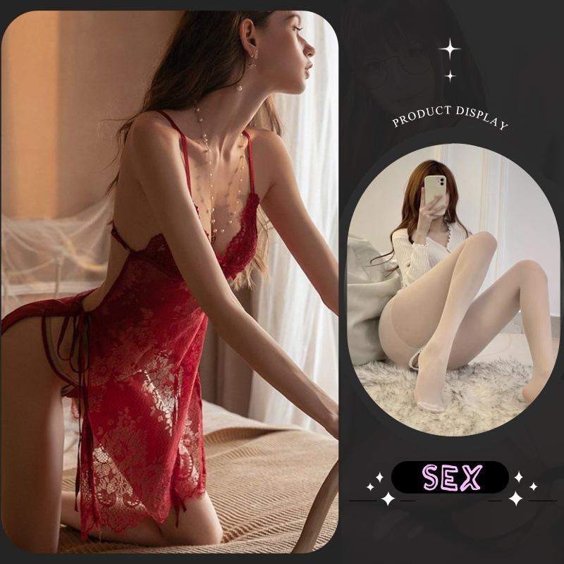 Sexy lingerie lace temptation small chest shows big passion suit perspective suspender skirt backless pure desire passion woman