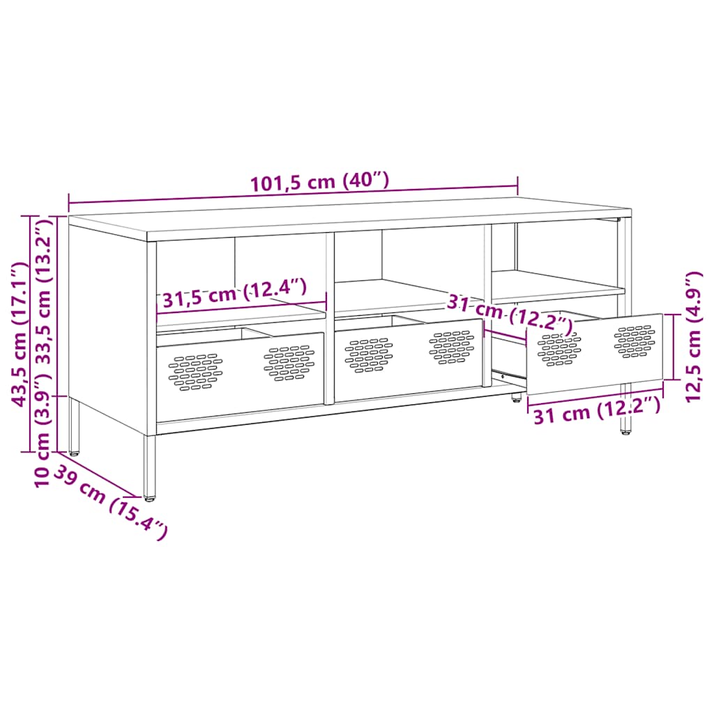 TV Stand White 101.5 x 39 x 43.5 cm Cold Rolled Steel