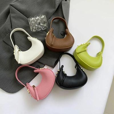 Hot Selling Versatile for Commuting  Summer New Popular Litchi Pattern Mini Moon Bag Fashionable and Cute Women's Handbag