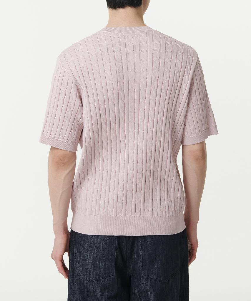 MUSINSA STANDARD Cable Crew Neck Short Sleeve Knit [Desert Pink]