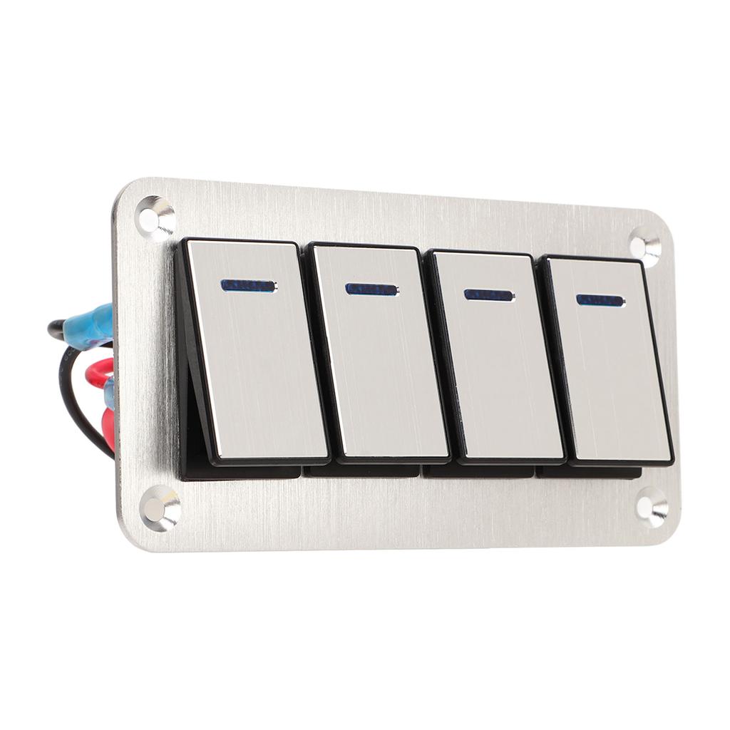 Aluminum Alloy Switch Panel 4 Gang Switches Central Control Switch Panel for Car Yacht